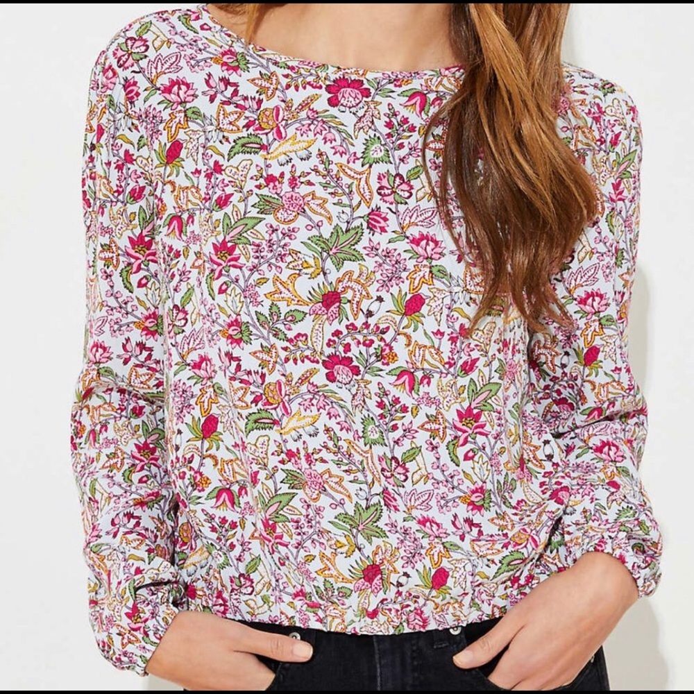 NWT LOFT jungle wrap back cropped top
